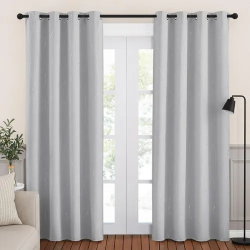 Miniatura 116 de NICETOWN Paneles de Cortinas Opacas para Dormitorio - Tratamiento de Ventanas con Aislamiento Térmico, Ojales Sólidos, Cortinas Opacas con Diseño