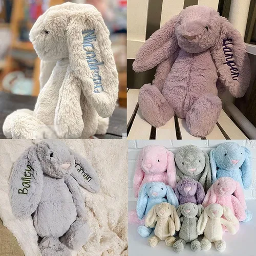 Miniatura 8 de Conejo de peluche personalizado bordado, juguete de peluche personalizado para regalo de Pascua para niños, regalo de bautizo con el nombre del niño