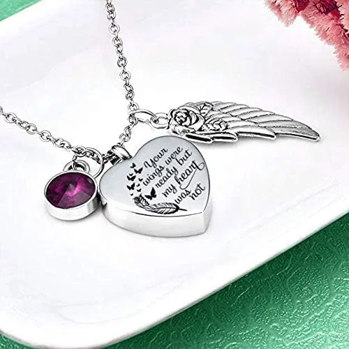 Miniatura 3 de Joyas para cenizas con inscripción God has You in his arms - con alas de ángel - Collar con dije