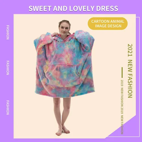 Miniatura 3 de COSUSKET Adult Hoodie Wearable Blanket, Tie Dye Super Cozy Warm and Oversized Sherpa Blanket Hooded for Women
