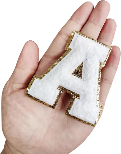 Miniatura 6 de MECCANIXITY 4 parches de letras de felpilla termo-adhesivas con letras del alfabeto blanco, talla M, 3 pulgadas de altura para ropa, zapatos