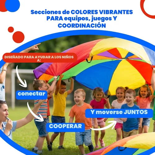 Miniatura 3 de Activejoy - Paracaídas para niños - 8 pies/12 pies/20 pies / 24 pies - Juguete de paracaídas arcoíris con asas - Ideal para clases de gimnasio, día