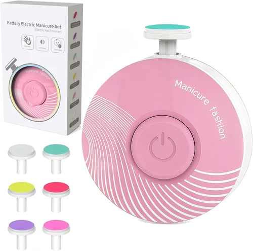 Miniatura 12 de Cortadora de uñas para bebé, eléctrica, fácil y segura, lima de uñas para bebés recién nacidos, cortaúñas silenciosa, 6 cabezales de molienda
