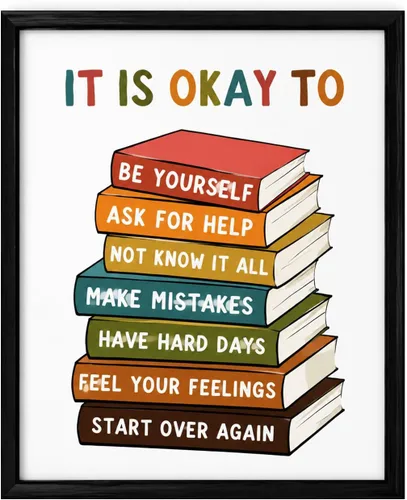 Letreros artísticos de pared para aula, póster con texto en inglés "It's Okay To Feel" para niños, decoración de aprendizaje socioemocional para