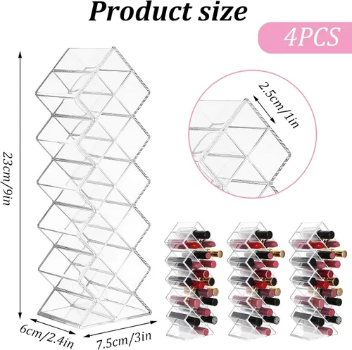 Miniatura 2 de Organizador de lápiz labial de 4 piezas, 16 espacios, torre de lápiz labial apilable en forma de pez, soporte de almacenamiento de brillo de labios