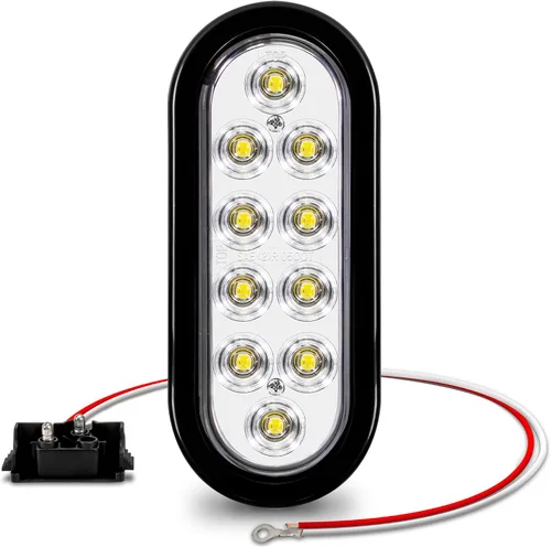 Miniatura 12 de Juego de luces traseras LED ovaladas para remolque de 6.0 in, 2 color ámbar y 2 color rojo 4 Rojo + 2 Blanco