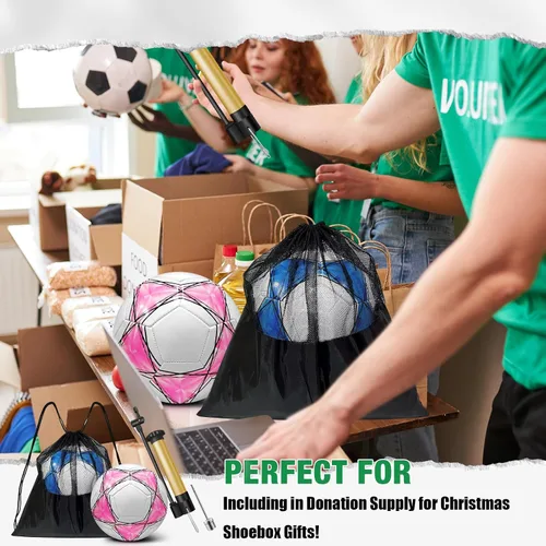 Miniatura 4 de Paquete de 2 pelotas de fútbol desinfladas con bomba para regalos de Navidad de 4 a 14 años, tamaño 3, tamaño 4, 5 artículos, ofertas a granel