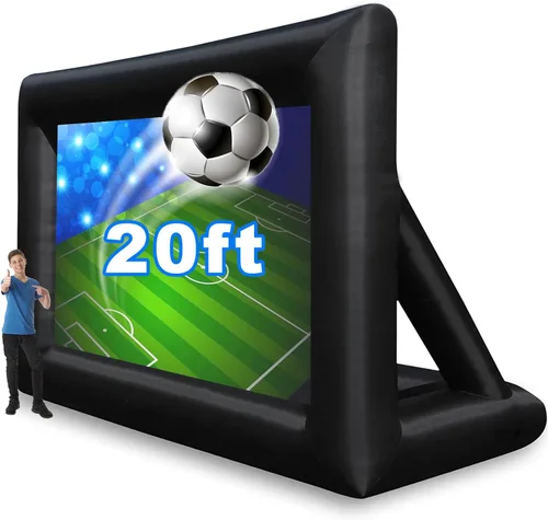 Miniatura 10 de GZKYYLEGS Pantalla de proyector inflable de 14 pies, pantalla de cine inflable para exteriores con soplador de aire y bolsa de almacenamiento, fácil