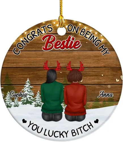 Miniatura 11 de Ideas de regalos para mejores amigos, felicitaciones por ser mi Bettie You Lucky, adorno de Navidad personalizado, regalos para mejores amigos
