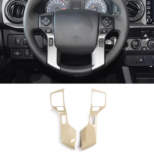 Miniatura 7 de Molduras Cromadas para Volante de Automóvil Cubiertas Adhesivos Calcomanías Compatible con Toyota Tundra 2014-2021 Tacoma 2016-2022 ABS Accesorios