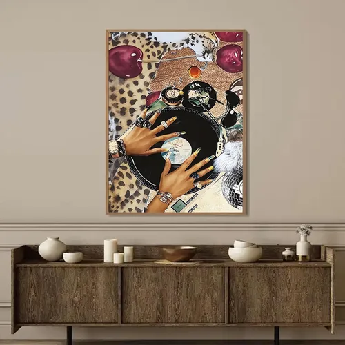 Miniatura 4 de Kits de arte de diamante para adultos principiantes, modernos kits de pintura de diamante con lunares de leopardo 5D, gemas y manualidades DIY