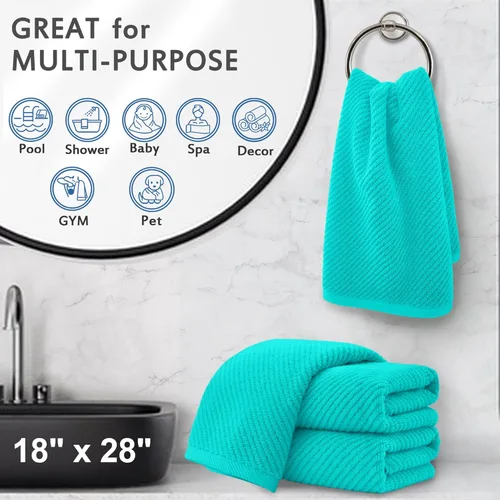 Miniatura 65 de VOOVA & MOVAS Toallas de mano blancas - 100% algodón Ligeras Gruesas Secado rápido Suaves Absorbentes, paquete de 4 piezas grandes de 18