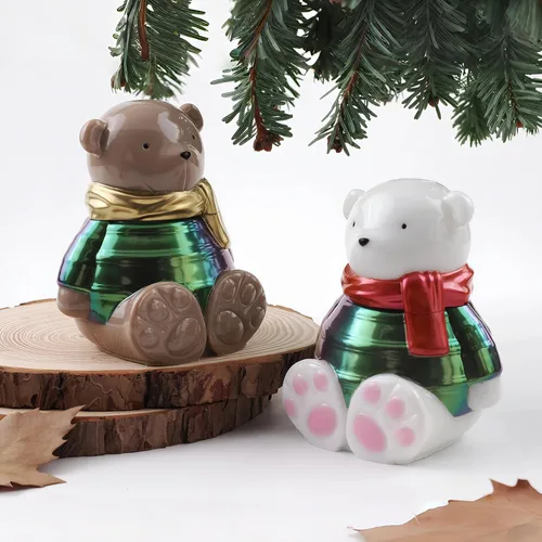 Miniatura 4 de Actvty Molde de resina para tarro de oso, molde de silicona para tarro con tapa, moldes de fundición de epoxi de oso 3D, caja de baratijas, tarro