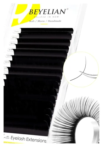 Miniatura 22 de BEYELIAN Extensiones de pestañas de 0.002 in, rizo C de 0.394 pulgadas, bandeja de color negro mate natural, extensiones de pestañas con volumen