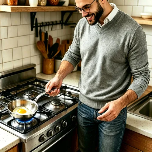 Miniatura 3 de Mini sartén para huevos de 5.1 pulgadas, mini sartén para salsa, sartén para tortilla de acero inoxidable 304 para sartén de huevos, calentador