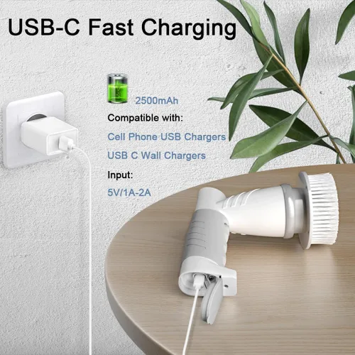 Miniatura 7 de Cepillo Giratorio Eléctrico, Limpiador Eléctrico de Ducha para Baño para Limpiar Tina/Azulejo/Suelo/Fregadero/Ventana, Cepillo de Limpieza