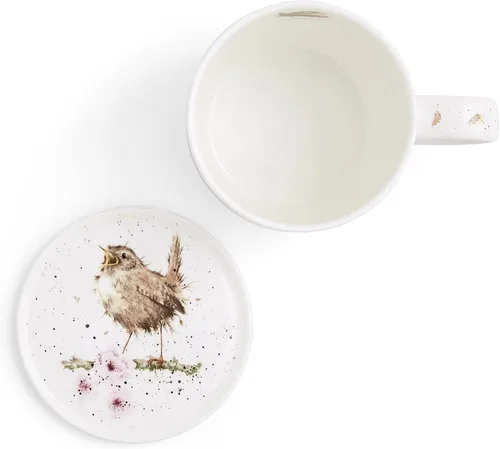 Miniatura 3 de Royal Worcester Wrendale Designs Flying the Nest - Juego de taza y posavasos Taza de café de 11 onzas con posavasos Hecho de porcelana fina