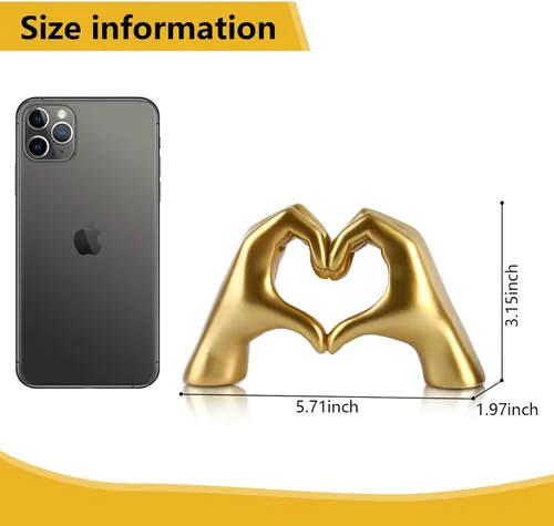 Miniatura 2 de Taylor Lover Merch - Escultura de manos de corazón dorado para decoración de cumpleaños, regalos para sala de estar, dormitorio, estante