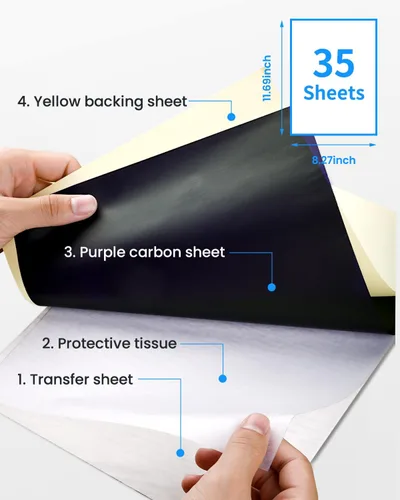 Miniatura 2 de Phomemo 35 hojas de papel para plantillas de tatuaje, papel de transferencia para tatuar, compatible con Itari M08F, TP81, TP83, A886, A887