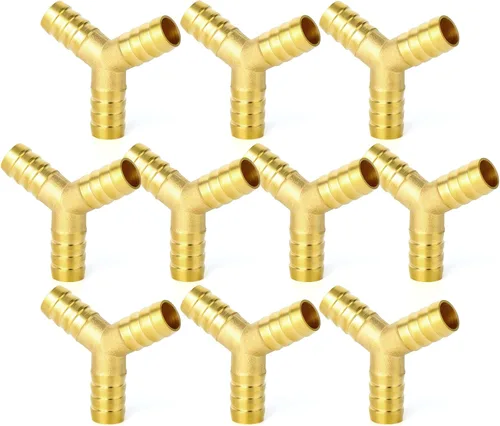 Miniatura 28 de GASHER 20 Piezas Reductor de Púas de Manguera de Latón, 1/2 Pulgada a 1/2 Pulgada (12.7mm) ID de Manguera con 40 Abrazaderas de Manguera, Reductor