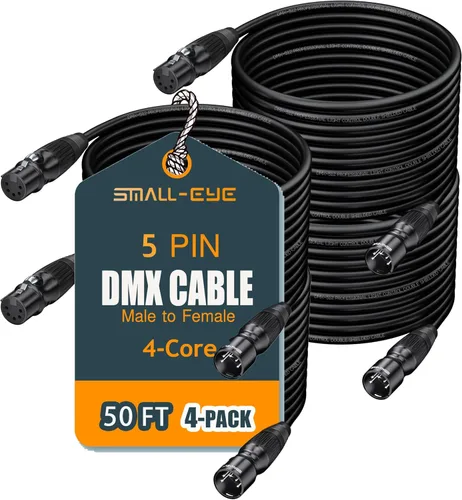 Miniatura 17 de SMALL-EYE Cable DMX de 5 pines de 10 pies, paquete de 4 cables macho a hembra de iluminación de escenario DMX512 (10 pies)