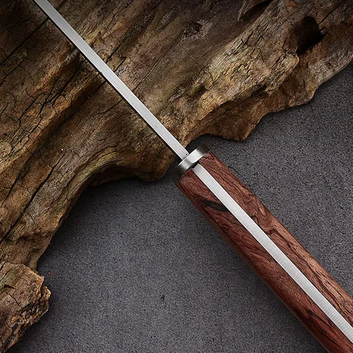 Miniatura 7 de Cuchillo de hoja fija de supervivencia, cuchillo utilitario de caza de camping al aire libre, mango de madera