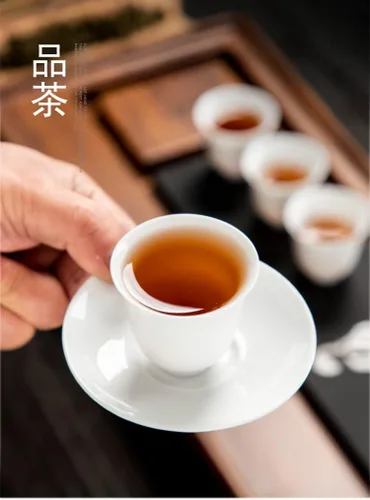 Miniatura 5 de Gaiwan Teacup Chinese Gongfu Tea Set High White Porcelain Tea Cup Caja de regalo de cerámica (taza de jiangjun)