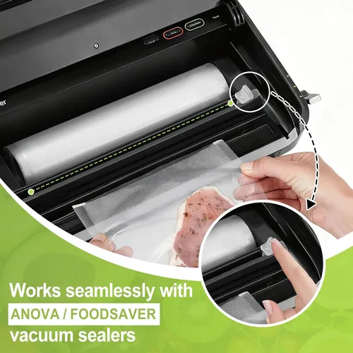 Miniatura 2 de 4 rollos de bolsas selladoras al vacío compatibles con sellador al vacío Anova & FoodSaver, 11 pulgadas x 16.4 pies y 8.3 x 16.4 pies, sin BPA