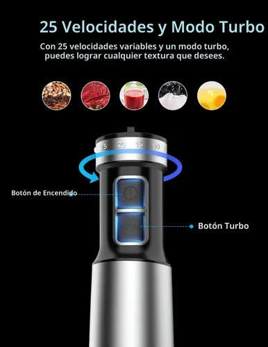 Miniatura 3 de 1000W Potente Batidora de Inmersión de Mano, Nueva Actualización de 2025, Batidora de Mano con 25 Velocidades, Mezclador de Mano con Cable Negro