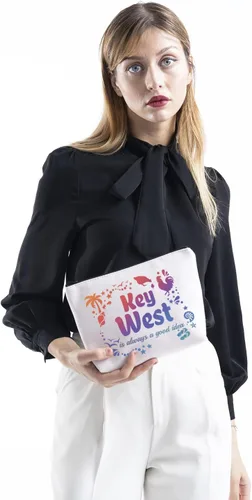 Miniatura 4 de TSOTMO Key West - Bolsa de maquillaje a juego para despedida de soltera, Key West siempre es una buena idea, viaje a la playa, Beige, Buena idea