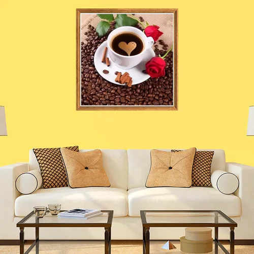 Miniatura 4 de Bimkole Kits de pintura de diamantes 5D, taza de café, taladro completo, grano de café, rosa, juego de bordado de diamantes de imitación de pintura