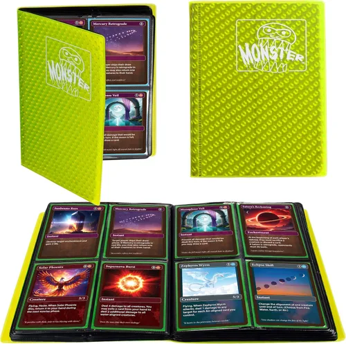 Miniatura 8 de Monster - Carpeta para tarjetas coleccionables de 4 bolsillos, álbum Holofoil negro, protección TCG antirrobo y anticaídas con bolsillos laterales