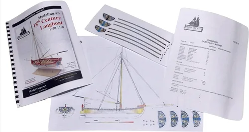 Miniatura 7 de Model Shipways 18th Century Longboat Kit de modelo de madera 1:48 – Nivel principiante a intermedio – Plancha en marco – Kit modelo de barco