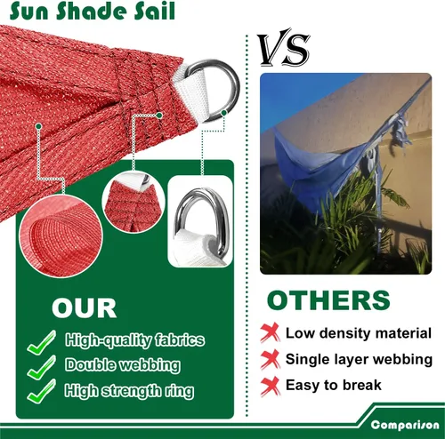 Miniatura 5 de Toldo Vela Triangular de Sombra 2'x2'x2' Toldo Resistente a los Rayos UV Cubierta para Patio Exterior Pérgola Patio Trasero Terraza Jardín Porche