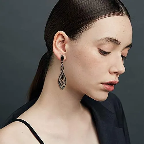 Miniatura 2 de BriLove Pendientes colgantes de cristal para mujer, diseño de lágrima con forma de lágrima
