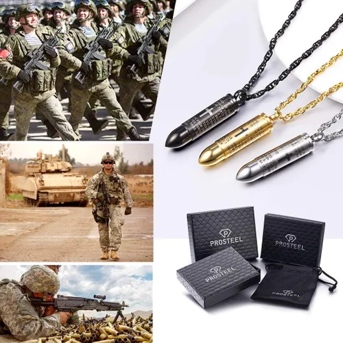 Miniatura 7 de PROSTEEL Collar de acero inoxidable con dije de bala de la Biblia, collar de medallón de botella de cruz, botella de perfume, medallón