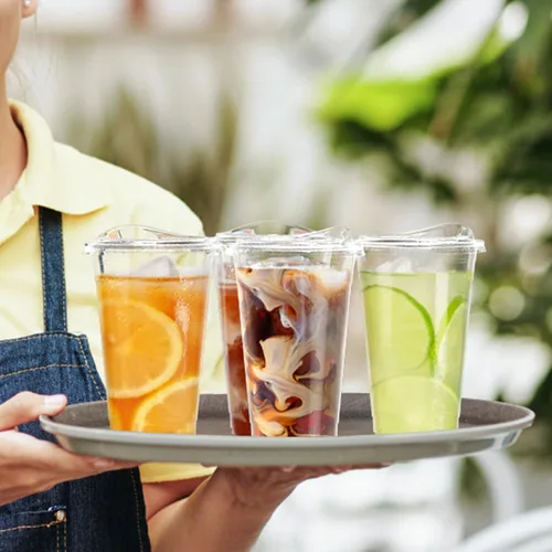 Miniatura 7 de Dealusy Paquete de 100 vasos de plástico transparente de 24 onzas con tapas, resistentes y seguros para alimentos, tazas de café helado con tapas