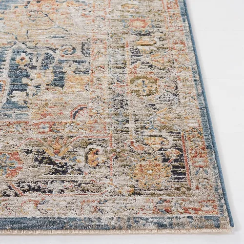 Miniatura 3 de SAFAVIEH Silverado Collection - Alfombra para pasillo, 2 x 8 pies, azul y óxido, diseño vintage envejecido, no desprende pelusa y de fácil cuidado