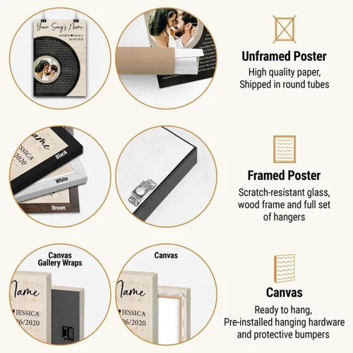 Miniatura 3 de VICILO Póster de letras de canción personalizadas, lienzo, arte de pared, regalos para marido, esposa, disco de vinilo con imagen, decoración Disco