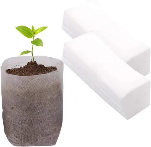 Miniatura 12 de gardtree Bolsas para vivero de plantas de 7.8" x 8.6" 100 unidades, bolsas de cultivo de plantas biodegradables de tela no tejida, macetas Blanco
