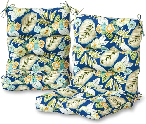 Miniatura 35 de Cojines para silla de respaldo alto para exteriores, diseño de asiento y respaldo con bisagras de una pieza, reversibles con 4 lazos, tela