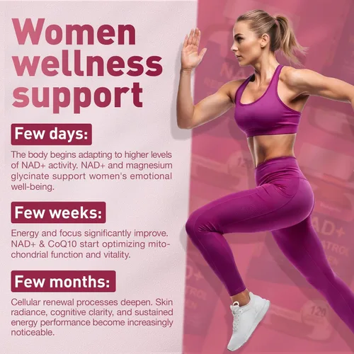 Miniatura 8 de Totaria Suplemento NAD+ para mujeres - Suplemento NAD Trans-Resveratrol con magnesio, CoQ10, PQQ, Ashwagandha, péptido de colágeno - Alternativa NMN