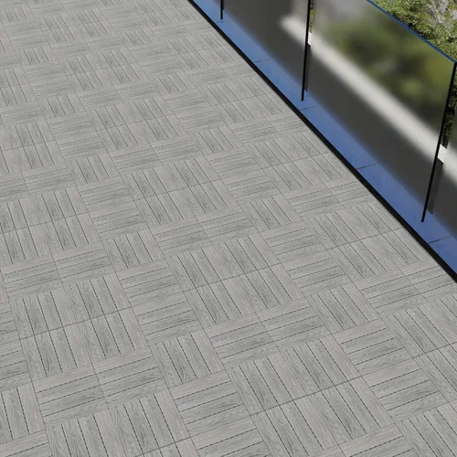 SunnyRoyal Dect Tiles - Azulejos de madera maciza de teca maciza y fácil de instalar, azulejos entrelazados para patio en gris, paquete de 1 (9 Gris