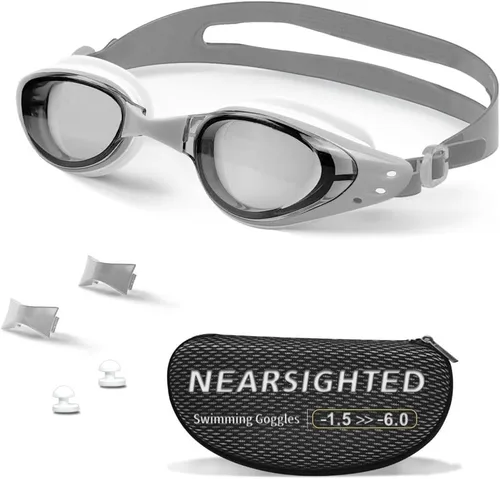 Miniatura 10 de Gafas de natación para miopía, polarizadas, antivaho, sin fugas, para mujeres, hombres, niños y adultos Negro (Smoke Black)