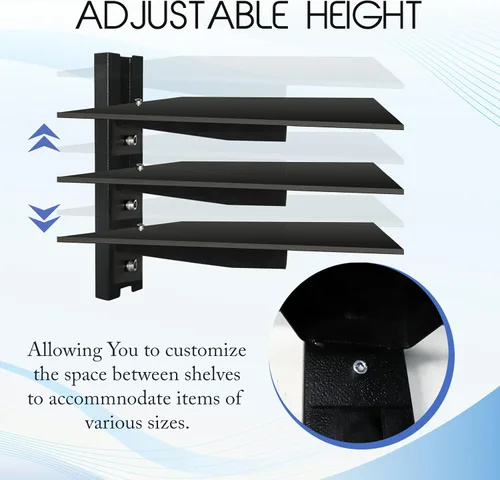 Miniatura 3 de FEBTECH - Estantes centrales de entretenimiento de pared - Estante para proyector - Estantes flotantes para TV, reproductores de DVD, consolas