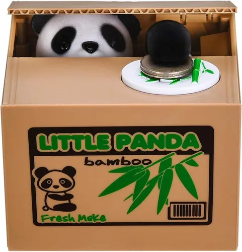 HmiL-U Alcancía Panda que Roba Dinero, Alcancía para Niños, Banco de Monedas para Ahorrar Dinero, Robo Automático de Dinero con Voz en Inglés,
