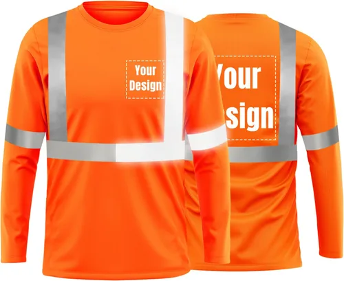 Miniatura 23 de La alta visibilidad reflexiva de las camisetas de la seguridad del logotipo de encargo Hola Vis de Verde neón