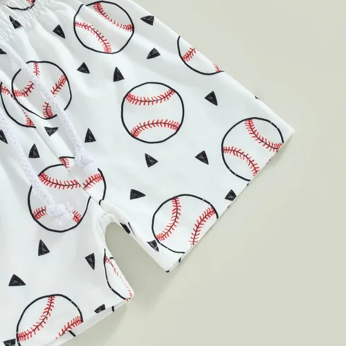 Miniatura 7 de Conjunto de 2 piezas de camiseta y pantalones cortos de béisbol con estampado de letras para bebé niño