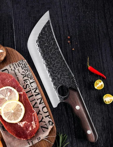Miniatura 9 de DRGSKL Cuchillo Hendidor de Carne Forjado a Mano Cuchillos de Carnicero para Padres para Cortar Carne Cuchillo de Chef de Espiga Completa con Funda