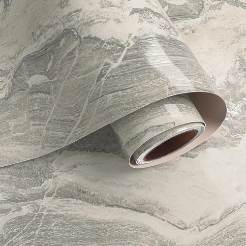 Miniatura 10 de VaryPaper Papel tapiz de mármol brillante de 15.7''x78.7'', beige-gris-dorado, despegar y pegar, autoadhesivo, grueso, duradero, removible